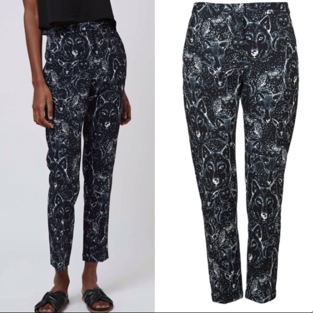Topshop wolf print petite cigarette pants